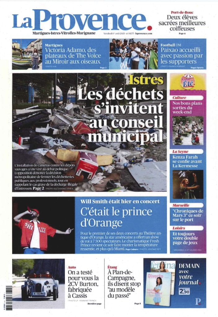 Couverture de La Provence avec un « appel de une » contenant la photo d'un amas de déchets.